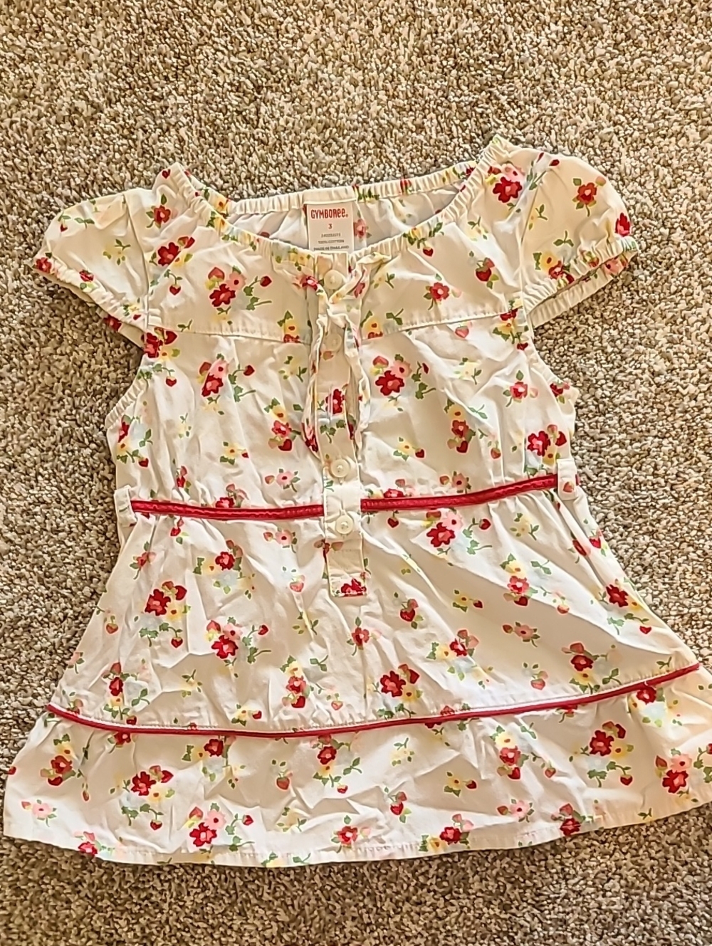 Gymboree Cream Floral Ruffle-Trim Girls' Top